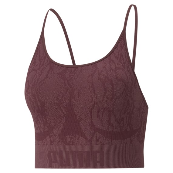 W SEAMLESS LONG BRA LS aubergine FLUO YELLOW 